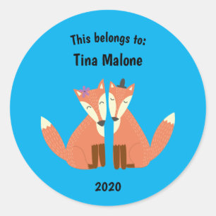 Sticker Rond Cela appartient à la rentrée scolaire Flirter Foxe