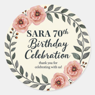 Sticker Rond Célébration d'anniversaire floral 