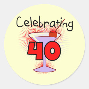 Sticker Rond Célébration de 40 T-shirts et cadeaux