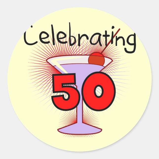 Sticker Rond Célébration de 50 t-shirts et cadeaux (Devant)