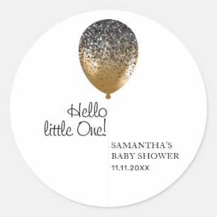 Sticker Rond Célébration de Baby Shower avec Ballons