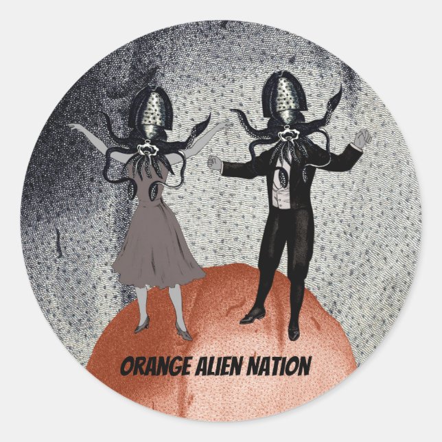 Sticker Rond Célébration de danse d'aliens (Devant)