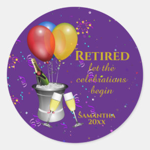 Sticker Rond Célébration de la retraite pourpre