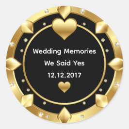 Sticker Rond Célébration de mariage au cœur d'or 🖤 ✨
