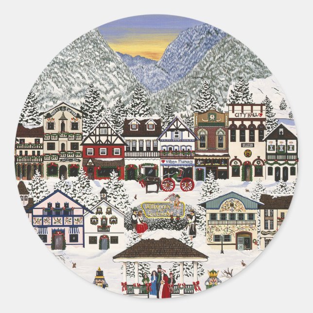 Sticker Rond Célébration des vacances à Leavenworth (Devant)