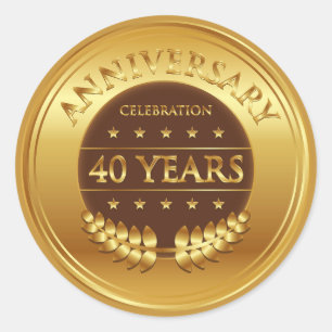 Sticker Rond Célébration du 40e anniversaire Médaille d'or