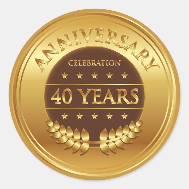 Sticker Rond Célébration du 40e anniversaire Médaille d'or (Devant)