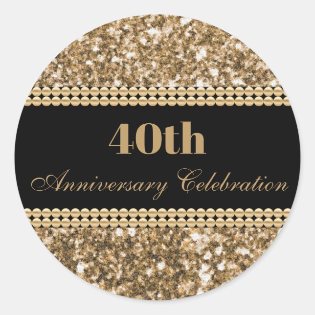 Sticker Rond Célébration du 40e anniversaire Parties scintillan (Devant)