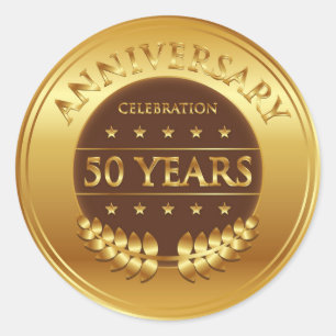 Sticker Rond Célébration du 50e anniversaire Médaille d'or