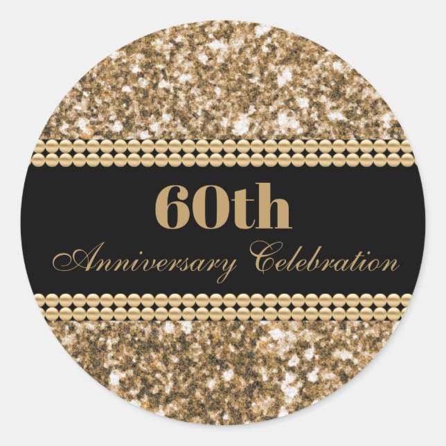 Sticker Rond Célébration du 60e anniversaire perles dorées pail (Devant)