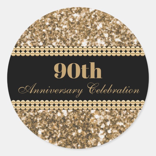 Sticker Rond Célébration du 90e anniversaire perles dorées pail (Devant)