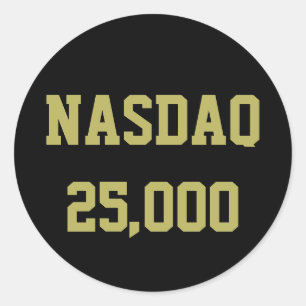 Sticker Rond Célébration du NASDAQ 25000 en Bourse
