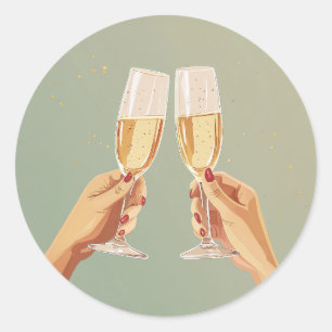 Sticker Rond Célébration du pain au champagne