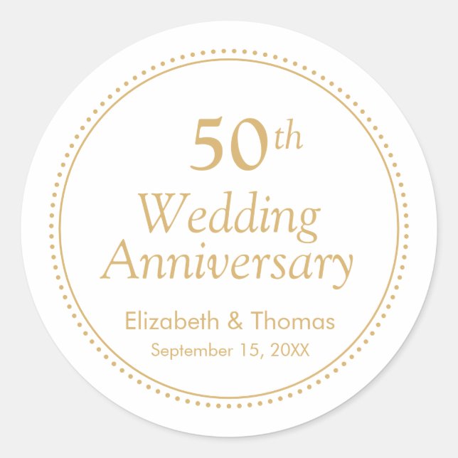 Sticker Rond Célébration élégante de 50 ans de mariage (Devant)