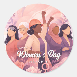 Sticker Rond Célébration élégante de la Journée de la femme flo