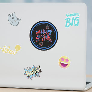 Sticker Rond Célébration patriotique noire et bleue joueuse