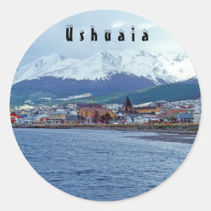 Sticker Rond Célèbre Ushuaia - Tierra del Fuego, Argentine