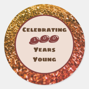 Sticker Rond Célébrer Cent Ans Fête des Jeunes Anniversaires