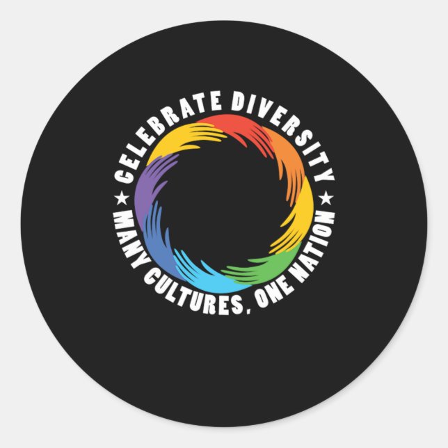 Sticker Rond Célébrer la diversité de nombreuses cultures Natio (Devant)