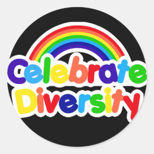 Sticker Rond Célébrer la diversité Gay pride Arc-en-ciel