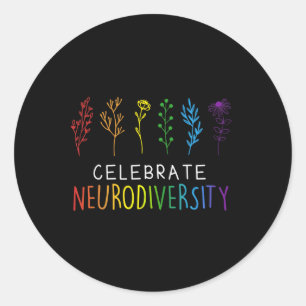 Sticker Rond Célébrer la neurodiversité Santé mentale Autisme A