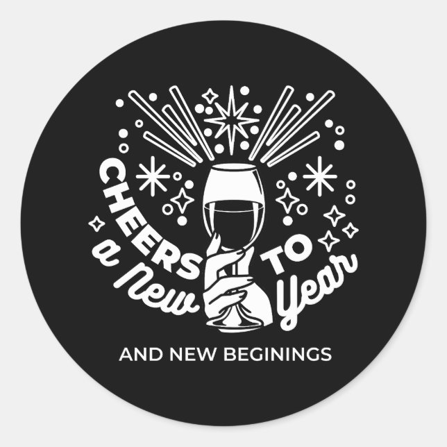 Sticker Rond Célébrer les nouveaux débuts Vin Verre Illustratio (Devant)