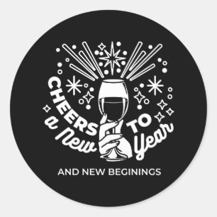 Sticker Rond Célébrer les nouveaux débuts Vin Verre Illustratio