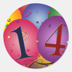 Sticker Rond Célébrez le 14ème anniversaire
