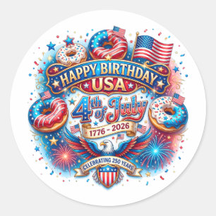 Sticker Rond Célébrez le 250e anniversaire de l'Amérique avec u