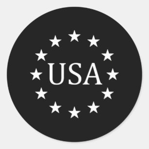 Sticker Rond Célébrez Les Etats-Unis Avec Les Étoiles Patriotiq