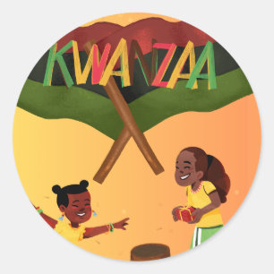 Sticker Rond "Célébrons l'unité : un rassemblement joyeux de Kw