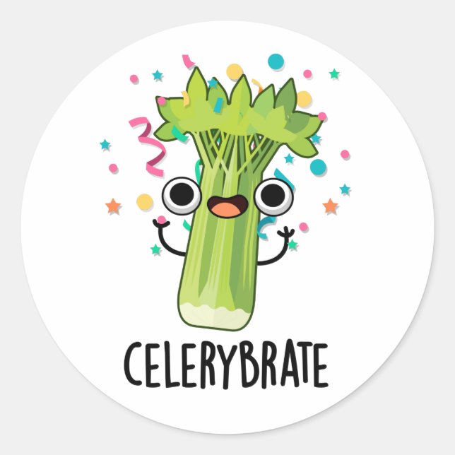 Sticker Rond Célérat Funny Veggie Celery Pun (Devant)