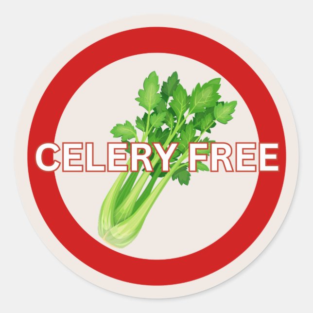 Sticker Rond Celery Free Food Allergy Alert Classic (Devant)