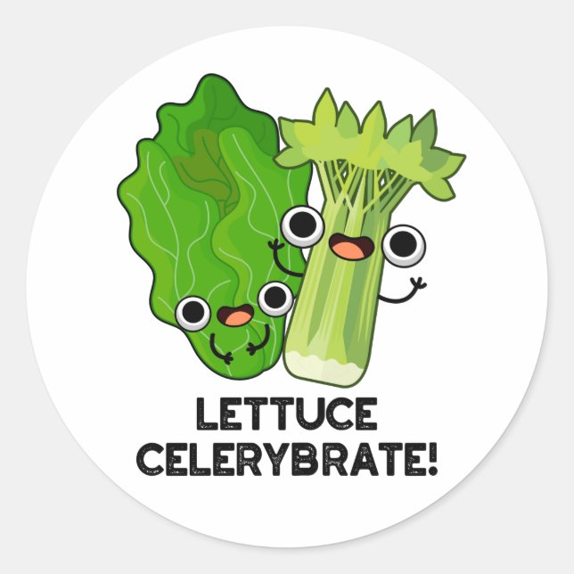 Sticker Rond Celerybrate de laitue Funny Veggie Pun (Devant)