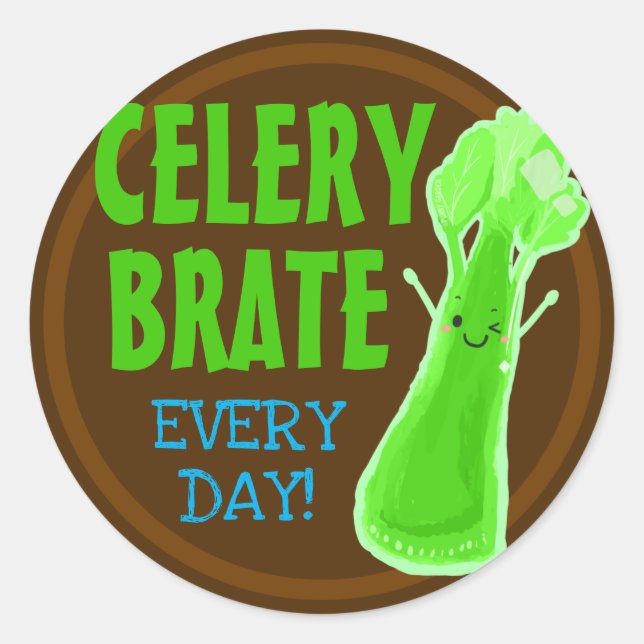 Sticker Rond Celerybrate tous les jours - Célery Pun (Devant)