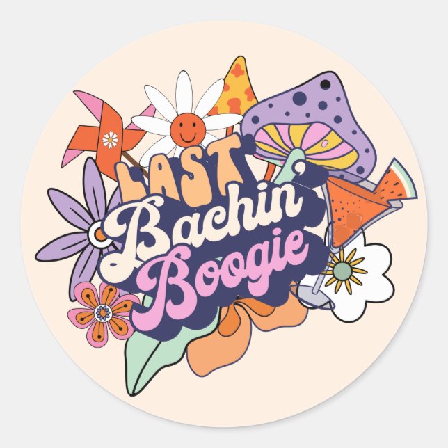 Sticker Rond Célibataire Groovy 70 Dernière Soirée Boogie ID929 (Devant)
