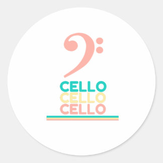 Sticker Rond Cello Pink Bass Clef