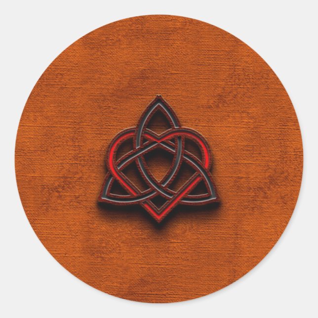 Sticker Rond Céltic Knotwork Valentine Heart Canvas Texture 1 (Devant)