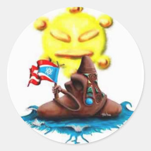 Sticker Rond cemi y sol Taino