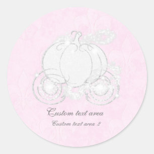 Sticker Rond Cendrella Rose et Argent Carrosse Favori