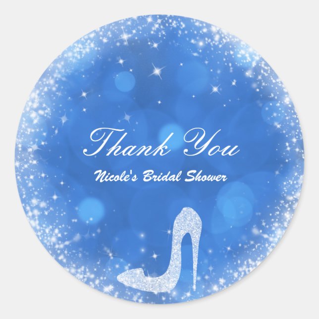 Sticker Rond Cendrillon Bleu & Blanc Étincelle Fête des talons  (Devant)