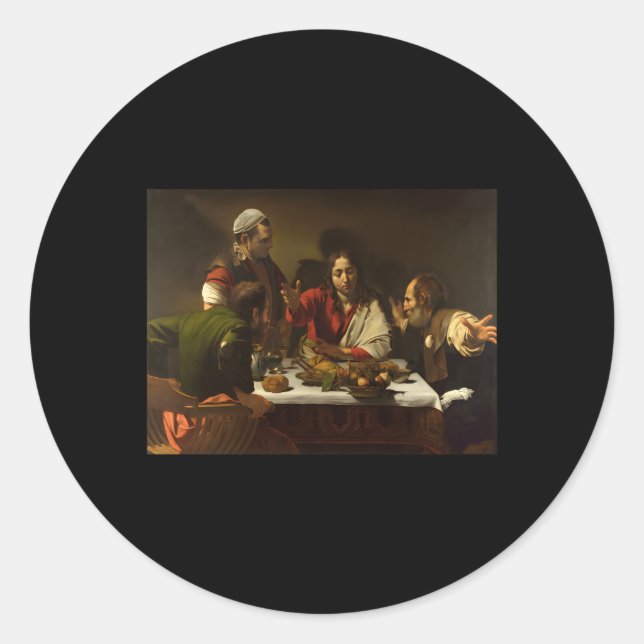 Sticker Rond Cène Du Caravaggio À Emmaüs (Devant)