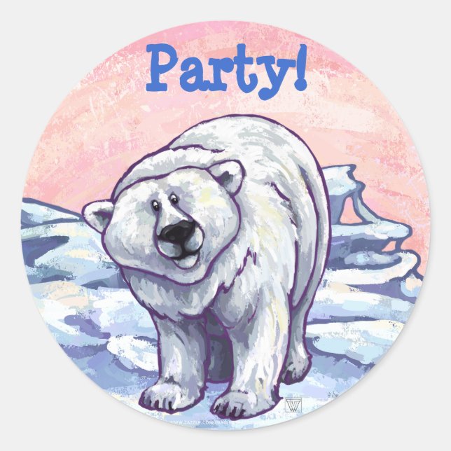 Sticker Rond Centre de la fête de l'ours polaire (Devant)