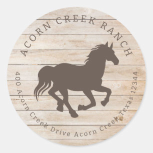 Sticker Rond Centre équestre Rustique Bois Horse