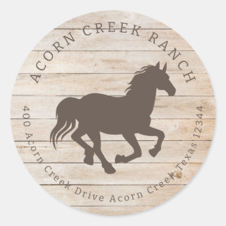 Sticker Rond Centre équestre Rustique Bois Horse