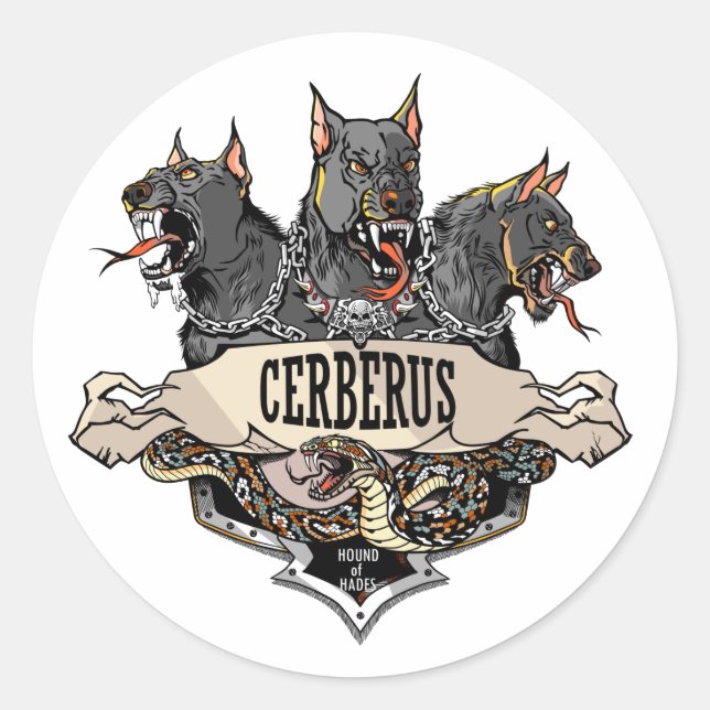 Sticker Rond Cerberus et serpent (Devant)
