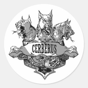 Sticker Rond Cerberus et serpent