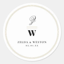 Sticker Rond Cercle Classic Bars Double Monogramme Mariage mode