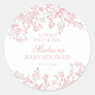 Sticker Rond Cercle de Baby Shower Floral Vintage Chinoiserie R