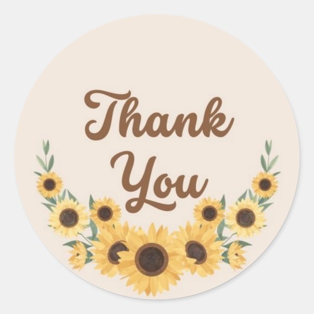 Sticker Rond Cercle de couronne de tournesol Merci (Devant)